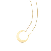 14k Yellow Gold Crescent Moon Pendant Necklace, 18" fine designer jewelry for men and women
